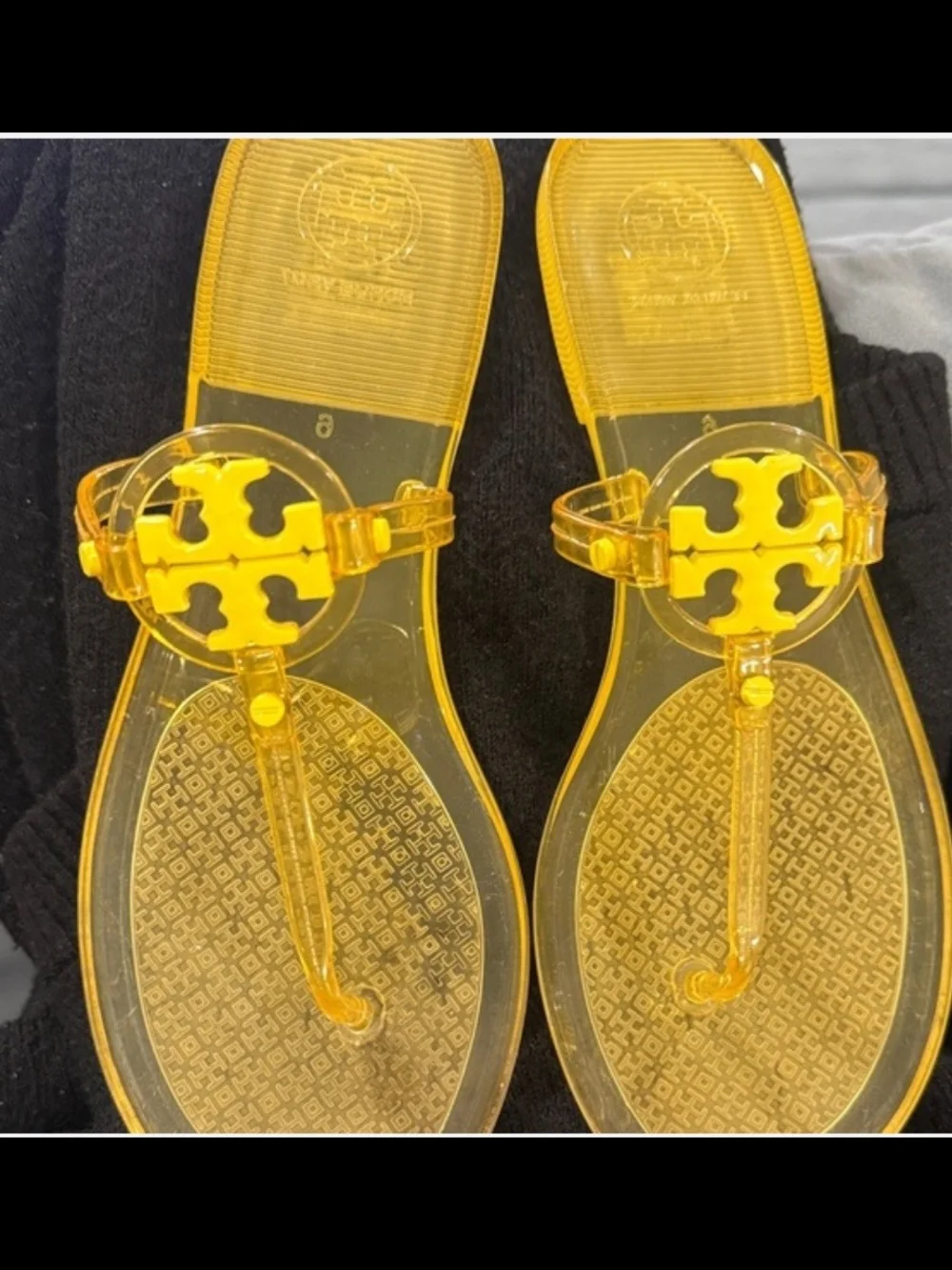 Tory Burch Transparent Yellow Jelly Logo Thong Sandals. Firm Priced